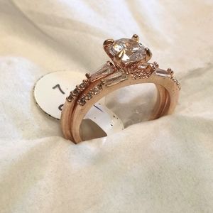 Petite rose gold and white sapphire set